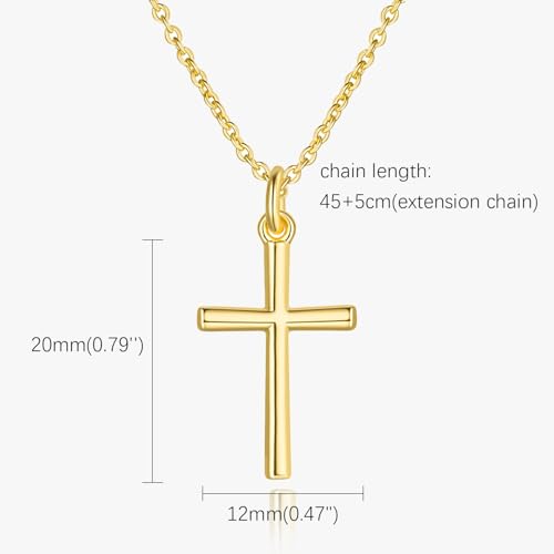AMELINE 14K Gold Cross Necklaces for Women Gold Cross Chain Minimalist Cross Pendant Small Cross Necklace for Women Cross Jewelry - Image 3