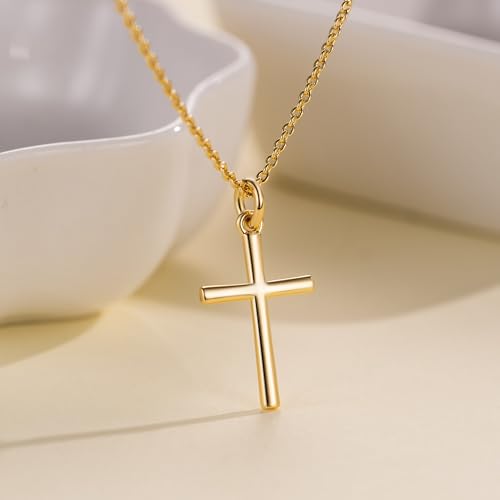 AMELINE 14K Gold Cross Necklaces for Women Gold Cross Chain Minimalist Cross Pendant Small Cross Necklace for Women Cross Jewelry - Image 7
