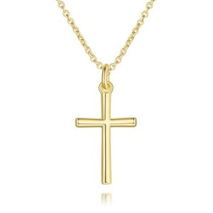 AMELINE 14K Gold Cross Necklaces for Women Gold Cross Chain Minimalist Cross Pendant Small Cross Necklace for Women Cross Jewelry