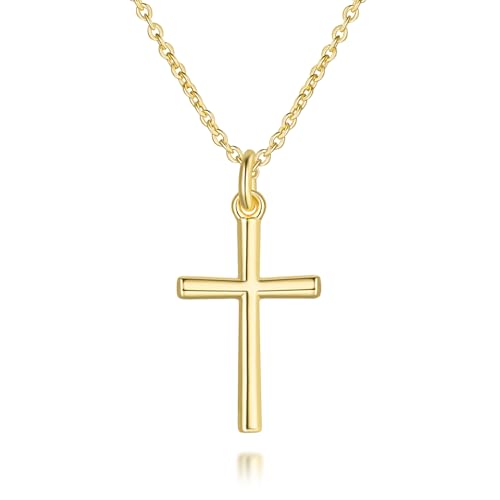AMELINE 14K Gold Cross Necklaces for Women Gold Cross Chain Minimalist Cross Pendant Small Cross Necklace for Women Cross Jewelry