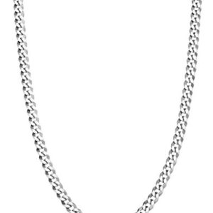 Italian Solid 925 Sterling Silver 3.5mm Diamond Cut Cuban Link Curb Chain Necklace for Women Men, Made in Italy