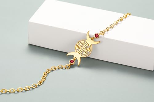 Hecate Bracelet Triple Moon Goddess Protection Bracelets For Women 925 Sterling Silver Hekate Lilith Greek Mythology Pagan Wiccan Magic Witchcraft Spiritual Amulet Moonstone Jewelry - Image 4