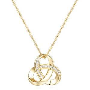14K Gold Necklaces for Women Trendy Love Knot Infinity Interlocking Knot Necklaces Pendant Necklace for Women Diamond Necklace Adjustable in Length 18in