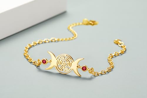 Hecate Bracelet Triple Moon Goddess Protection Bracelets For Women 925 Sterling Silver Hekate Lilith Greek Mythology Pagan Wiccan Magic Witchcraft Spiritual Amulet Moonstone Jewelry - Image 5