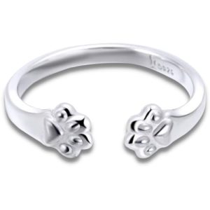 Project Hope Paw Hug Ring - Handcrafted 925 Sterling Silver Hand Hug - Tarnish-Free & Hypoallergenic - Adjustable Wrap Around Ring - Pet Owner Gift