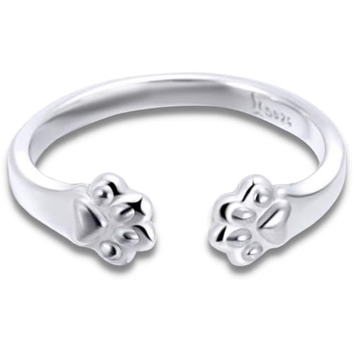 Project Hope Paw Hug Ring - Handcrafted 925 Sterling Silver Hand Hug - Tarnish-Free & Hypoallergenic - Adjustable Wrap Around Ring - Pet Owner Gift
