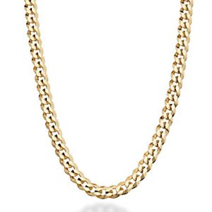 Solid 18K Gold Over 925 Sterling Silver Italian 5mm Diamond-Cut Cuban Link Curb Chain Necklace for Women Men, Made in Italy