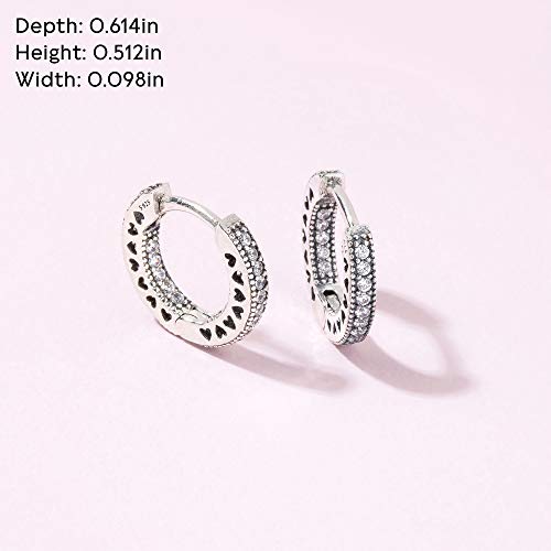 Pavé Heart Hoop Earrings - Elegant Earrings for Women - Great Gift for Her - Made with Sterling Silver & Cubic Zirconia - Image 6