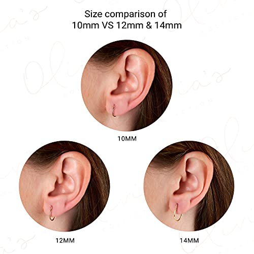 Olivia's Collection 14k White or Yellow Gold Lightweight Endless Hoop Earrings (10-20mm) True 1.0mm width. Piercing to Lobe, Upper-Lobe for a Woman, Man, Teens - Image 5