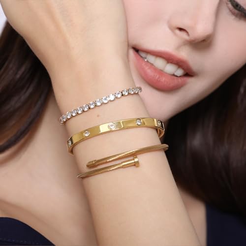 18 K Gold Plated Love Bangle Bracelet Set Flexible Wide Wristband Bangle Bangle Set for Love - Image 7