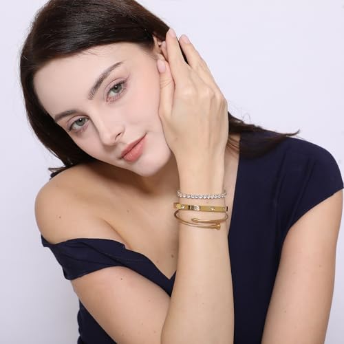 18 K Gold Plated Love Bangle Bracelet Set Flexible Wide Wristband Bangle Bangle Set for Love - Image 6