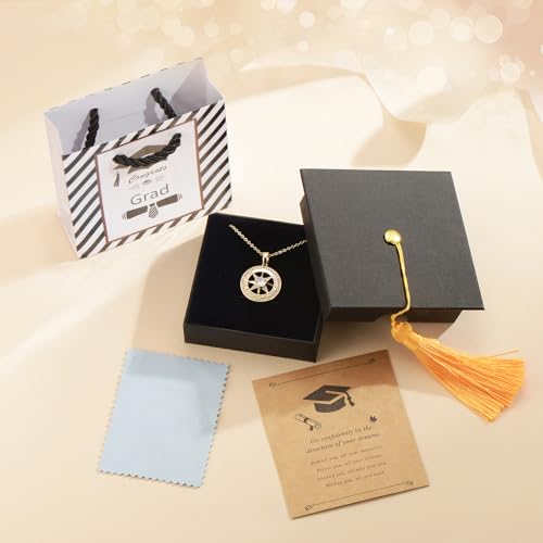 Graduation Gifts for Her, Inspirational Graduates Compass Necklace for Women Girls Jewelry, Class of Senior High School College Graduation Gifts for Friends with Congrats Grad Box and Gift Card (18K Gold Filled 925 Sterling Silver necklace) - Image 6