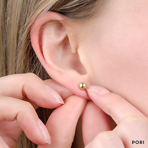 14K Solid Gold Ball Stud Earrings (3-Pair-Pack) 3MM 4MM and 5MM - Choose a Color - Image 4