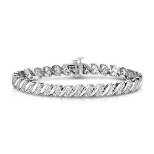 1/4 Cttw Wave Link Diamond Tennis Bracelet for Women in 925 Sterling Silver Color I-J/Clarity I2-I3