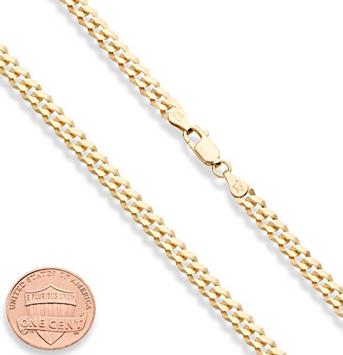 Solid 18K Gold Over 925 Sterling Silver Italian 5mm Diamond-Cut Cuban Link Curb Chain Necklace for Women Men, Made in Italy - Image 3
