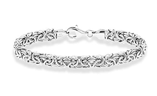 Italian 925 Sterling Silver Byzantine Bracelet for Women, Handmade in Italy