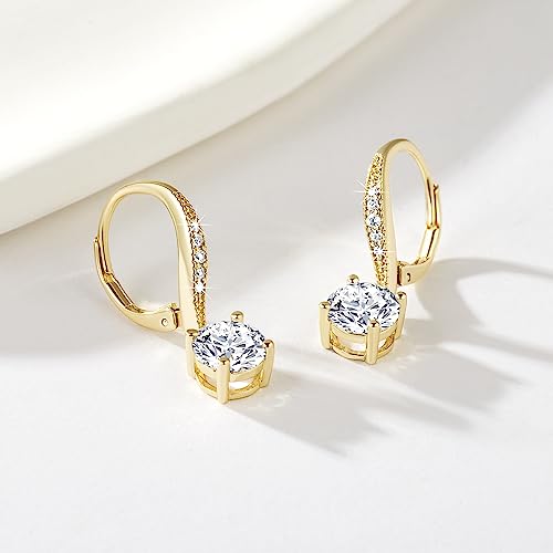 Cossa Dangle Earrings 14K Gold Drop Earrings for Women Dangle Stylish Leverback Earring with Cubic Zirconia Drop Earring A Must-have Fashion Accessory - Image 4