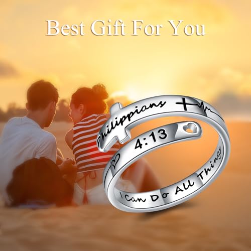 Cross Rings Sterling Silver Faith Adjustable Wrap Rings for Women Teens Inspirational Jewelry Gifts - Image 6