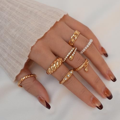68 Pcs Gold Knuckle Rings Set for Women, Stackable Rings Boho Joint Finger Midi Rings Silver Hollow Carved Crystal Stacking Rings Pack for Gift - Image 4
