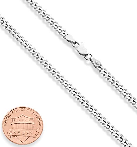 Italian Solid 925 Sterling Silver 3.5mm Diamond Cut Cuban Link Curb Chain Necklace for Women Men, Made in Italy - Image 3