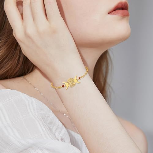 Hecate Bracelet Triple Moon Goddess Protection Bracelets For Women 925 Sterling Silver Hekate Lilith Greek Mythology Pagan Wiccan Magic Witchcraft Spiritual Amulet Moonstone Jewelry - Image 7