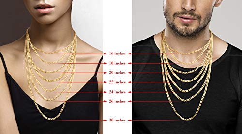 Solid 18K Gold Over 925 Sterling Silver Italian 5mm Diamond-Cut Cuban Link Curb Chain Necklace for Women Men, Made in Italy - Image 7