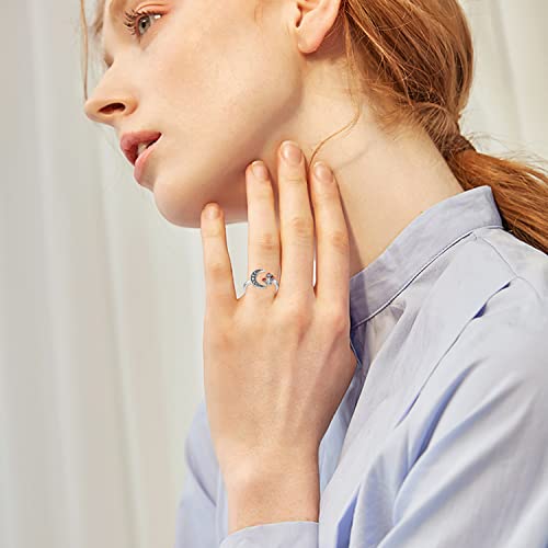 Moon Mushroom Ring for Women,925 Sterling Silver Magical Red Mushroom Rings Moon Phase Open Rings,Anniversary Birthday Gifts for Women Teen Mom - Image 3