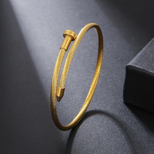 18 K Gold Plated Love Bangle Bracelet Set Flexible Wide Wristband Bangle Bangle Set for Love - Image 4