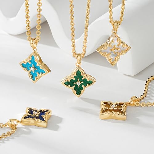 Gold Clover Necklace for Women Dainty 14K Gold Plated CZ Pendant Necklace Adjustable Chain Choker Charm Colorful Clover Pendant Lucky Necklaces for Women Jewelry - Image 6