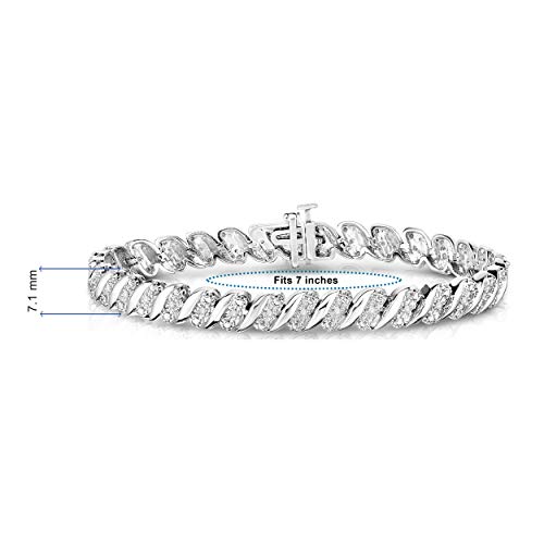 1/4 Cttw Wave Link Diamond Tennis Bracelet for Women in 925 Sterling Silver Color I-J/Clarity I2-I3 - Image 6