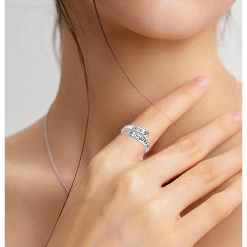 Dandelion Just Breathe Ring for Women 925 Sterling Silver Adjustable Hope Inspirational Jewelry Encouragement Gifts - Image 7