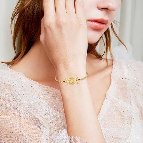 Hecate Bracelet Triple Moon Goddess Protection Bracelets For Women 925 Sterling Silver Hekate Lilith Greek Mythology Pagan Wiccan Magic Witchcraft Spiritual Amulet Moonstone Jewelry - Image 8