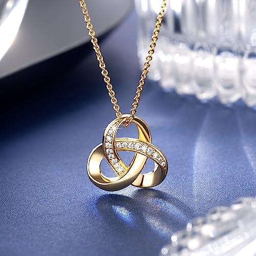 14K Gold Necklaces for Women Trendy Love Knot Infinity Interlocking Knot Necklaces Pendant Necklace for Women Diamond Necklace Adjustable in Length 18in - Image 3