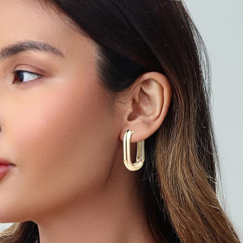 6 Pairs 14K Gold Hoop Earrings for Women Lightweight Chunky Hoop Earrings Multipack Hypoallergenic, Thick Open Twisted Huggie Hoops Earring Set Jewelry for Gifts. - Image 6