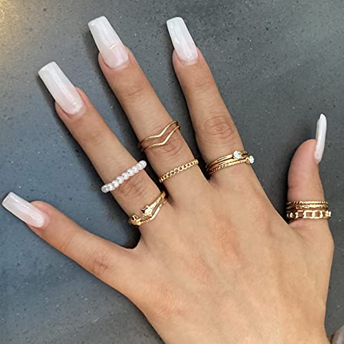68 Pcs Gold Knuckle Rings Set for Women, Stackable Rings Boho Joint Finger Midi Rings Silver Hollow Carved Crystal Stacking Rings Pack for Gift - Image 5