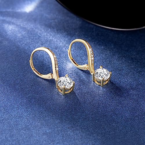 Cossa Dangle Earrings 14K Gold Drop Earrings for Women Dangle Stylish Leverback Earring with Cubic Zirconia Drop Earring A Must-have Fashion Accessory - Image 5
