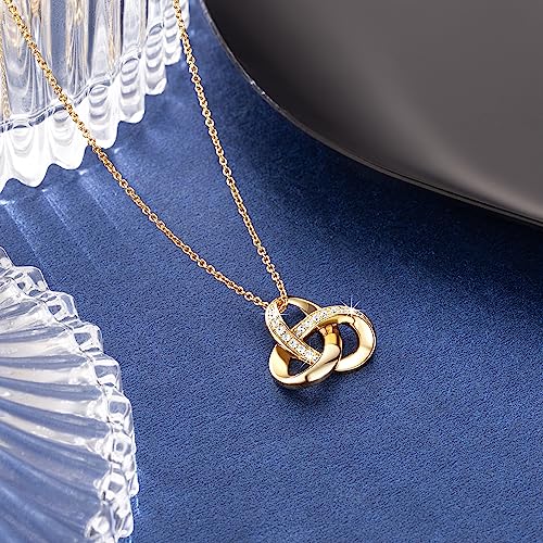 14K Gold Necklaces for Women Trendy Love Knot Infinity Interlocking Knot Necklaces Pendant Necklace for Women Diamond Necklace Adjustable in Length 18in - Image 4
